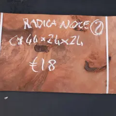 Radica di noce, 44x26x2 cm, €18. Un pezzo di legno con venature uniche, pronto per diventare un'opera d'arte.