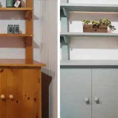 Prima e dopo: un mobile in legno trasformato con un nuovo colore.