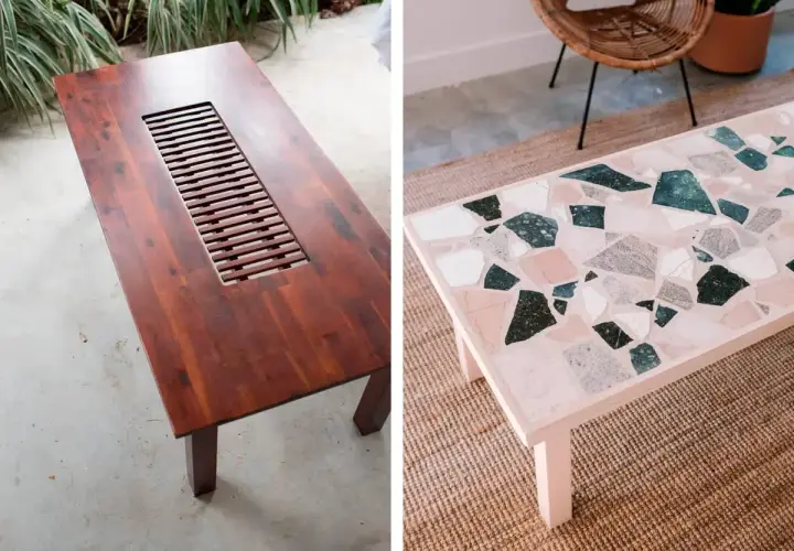 Prima e dopo: come rivestire un tavolo di formica con un effetto terrazzo colorato.