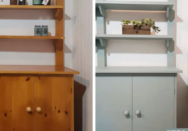 Prima e dopo: un mobile in legno trasformato con un nuovo colore.