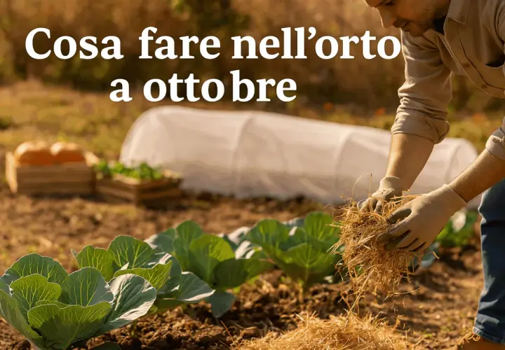 Un orto autunnale con cavoli e zucche. È tempo di preparare il terreno e pensare a cosa piantare a ottobre per raccogliere in primavera.