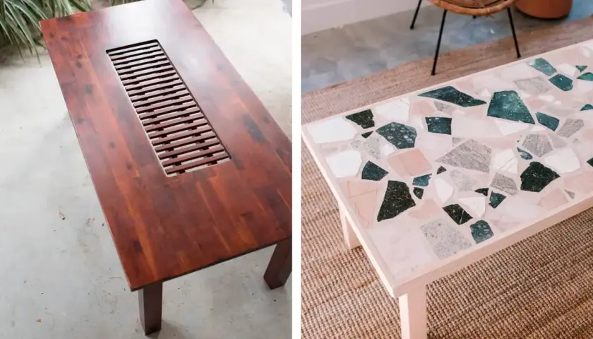 Prima e dopo: come rivestire un tavolo di formica con un effetto terrazzo colorato.