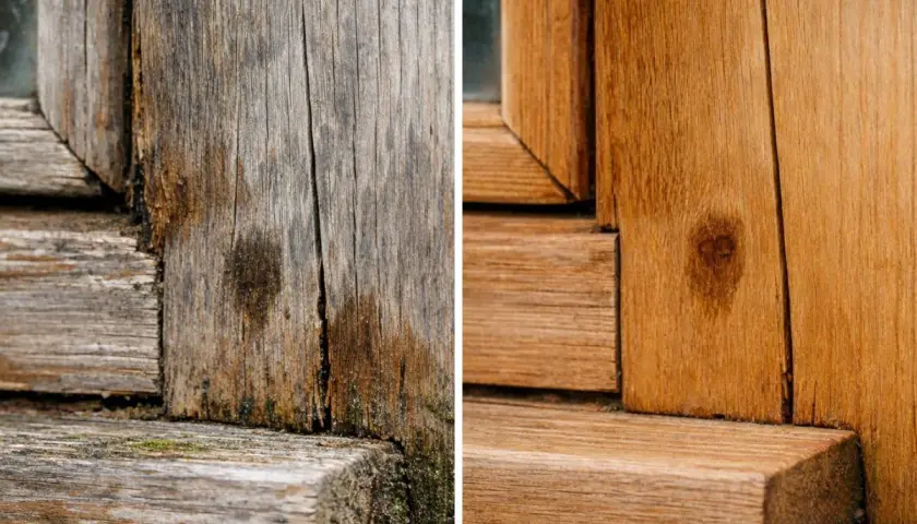 Prima e dopo: come togliere tinta capelli dal legno rovinato, ripristinando la bellezza naturale.