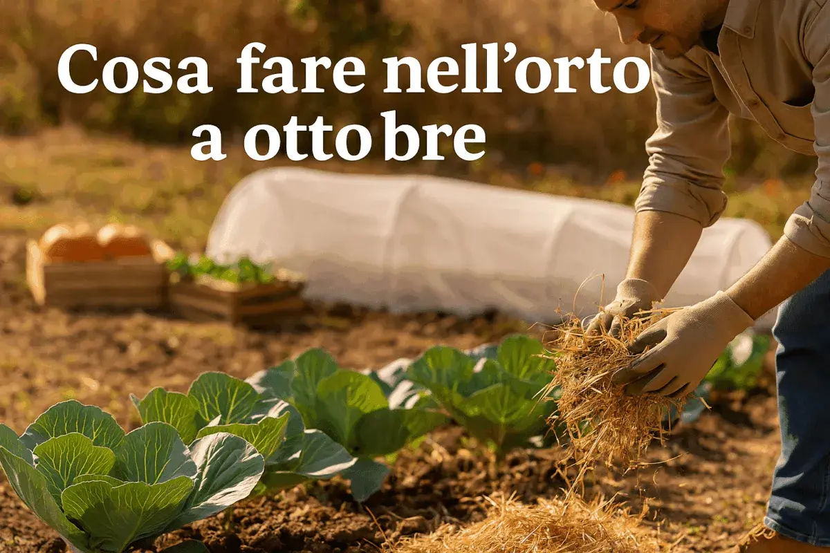Un orto autunnale con cavoli e zucche. È tempo di preparare il terreno e pensare a cosa piantare a ottobre per raccogliere in primavera.
