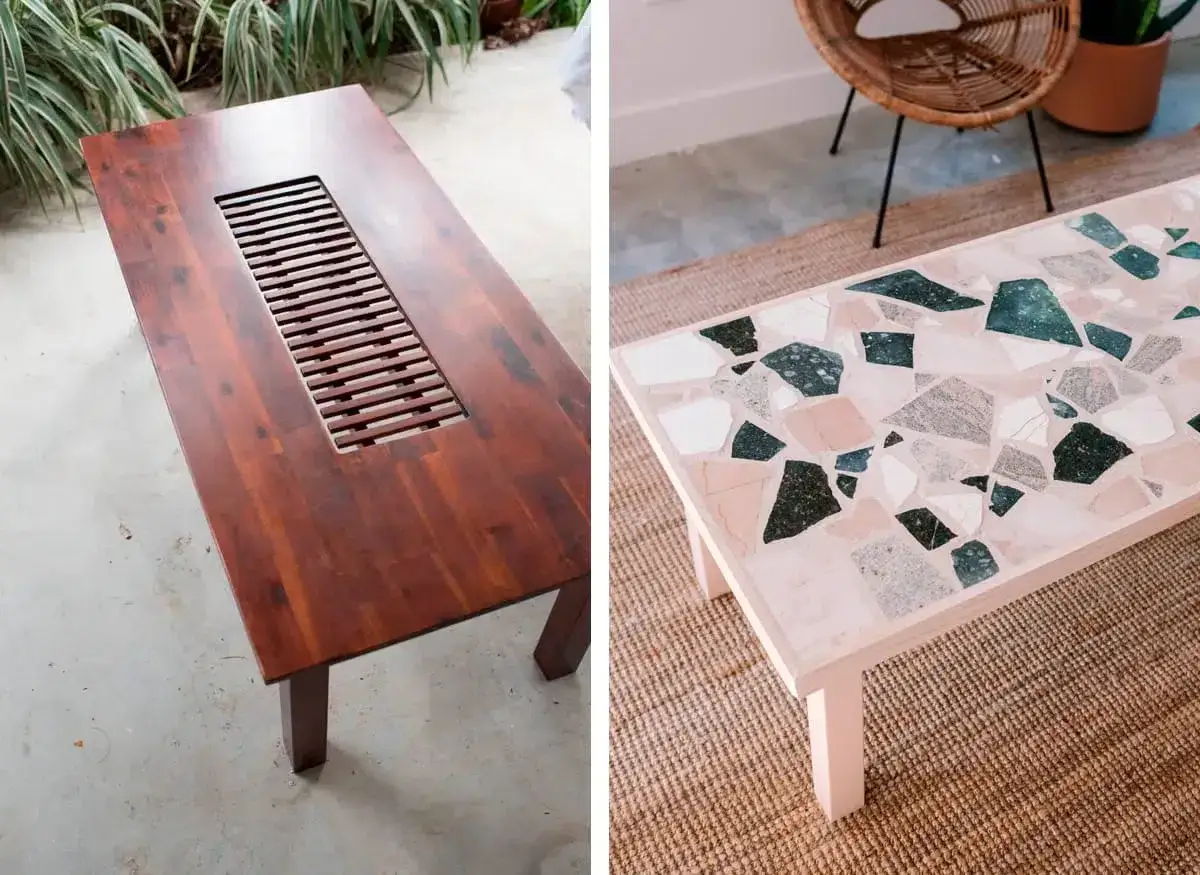 Prima e dopo: come rivestire un tavolo di formica con un effetto terrazzo colorato.